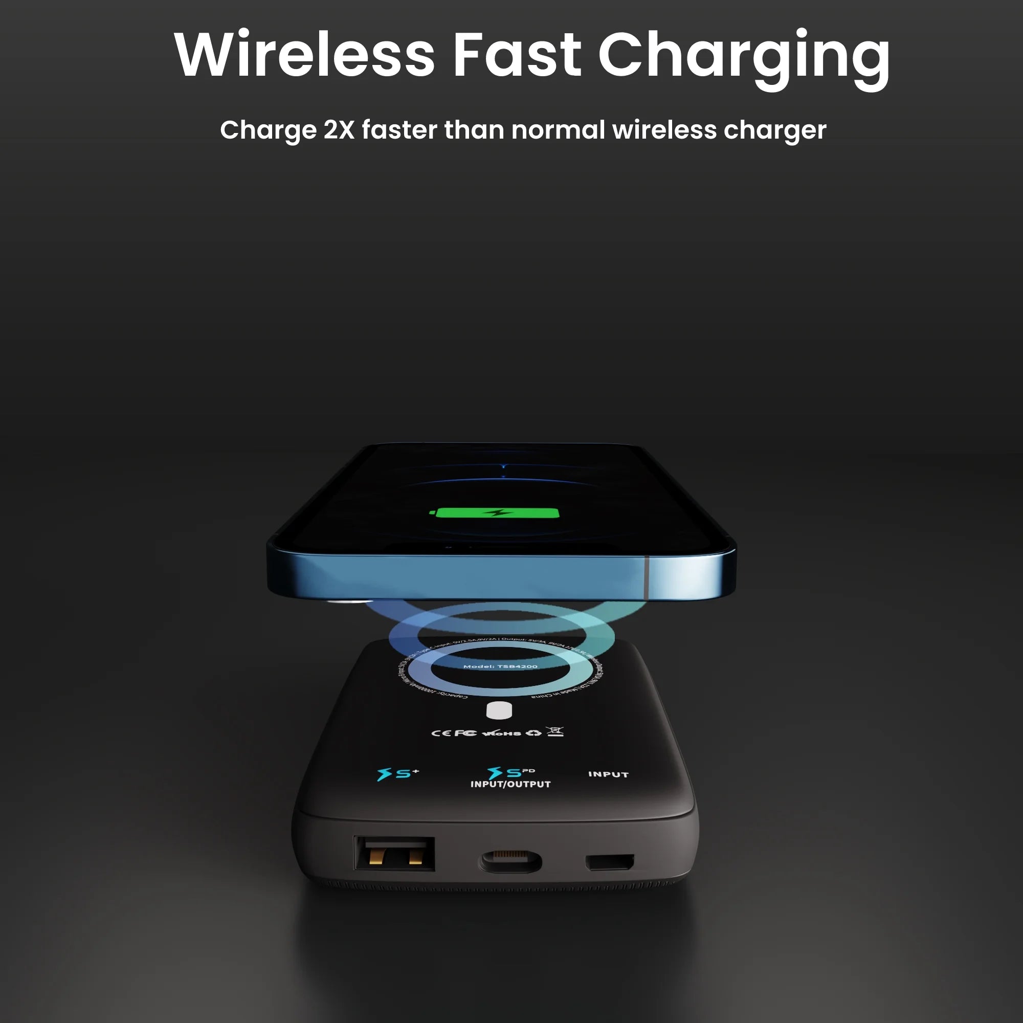 Magnetic 10000Mah Wireless Power Bank, 18W USB-C PD Portable Charger. Compatible with Iphone 14, 13, 12 Only