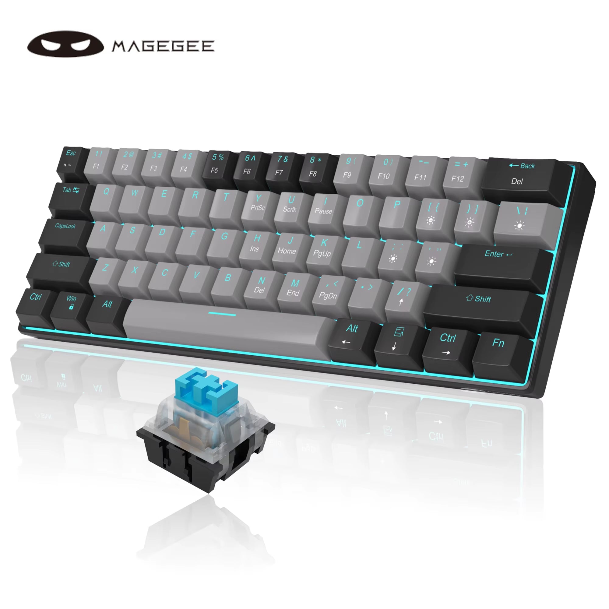 Mk-Star61 Mini 60% Mechanical Keyboard 61 Keys Wired LED Backlit Compact Gaming Keyboard for Laptop, Desktop, PC, Tablet