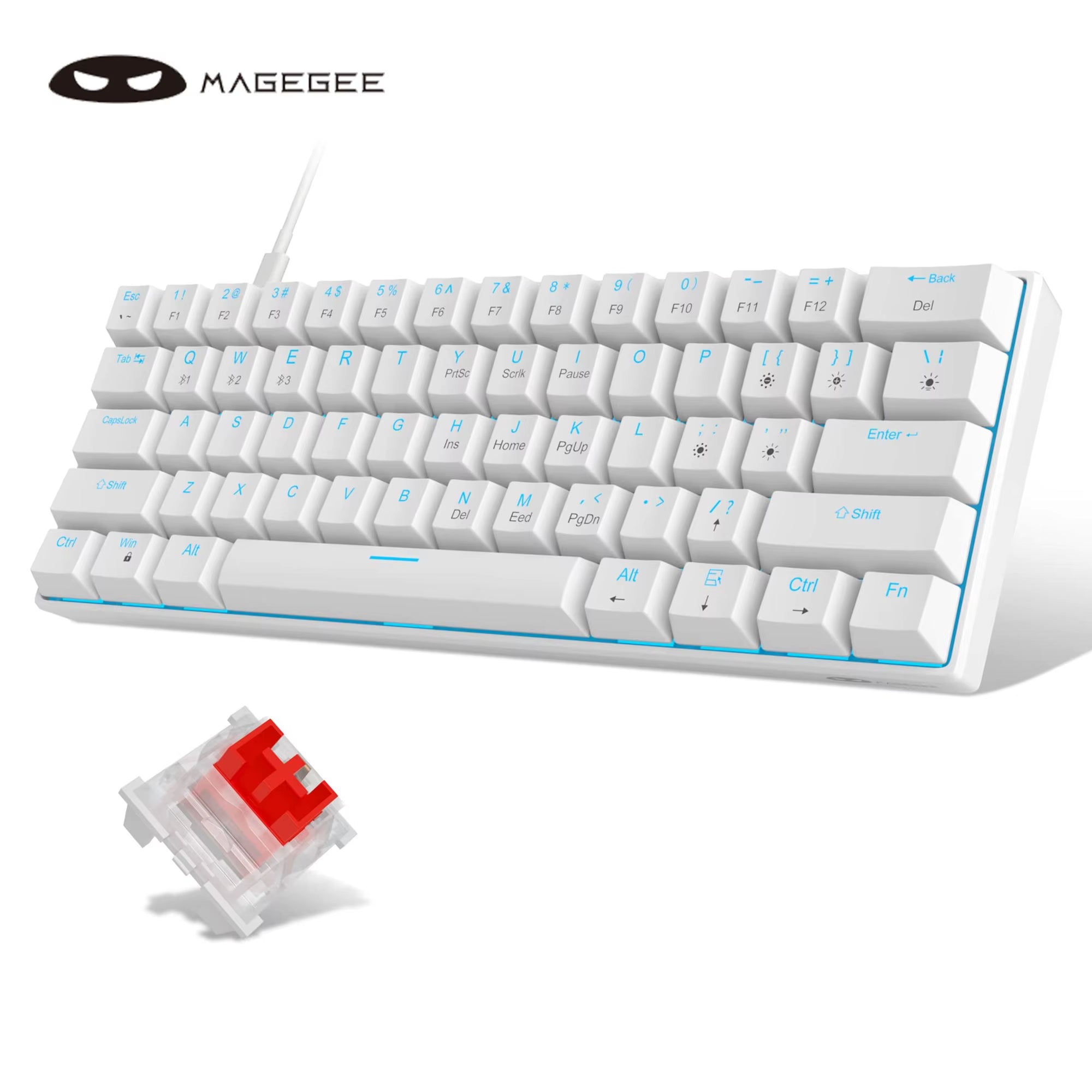 Mk-Star61 Mini 60% Mechanical Keyboard 61 Keys Wired LED Backlit Compact Gaming Keyboard for Laptop, Desktop, PC, Tablet