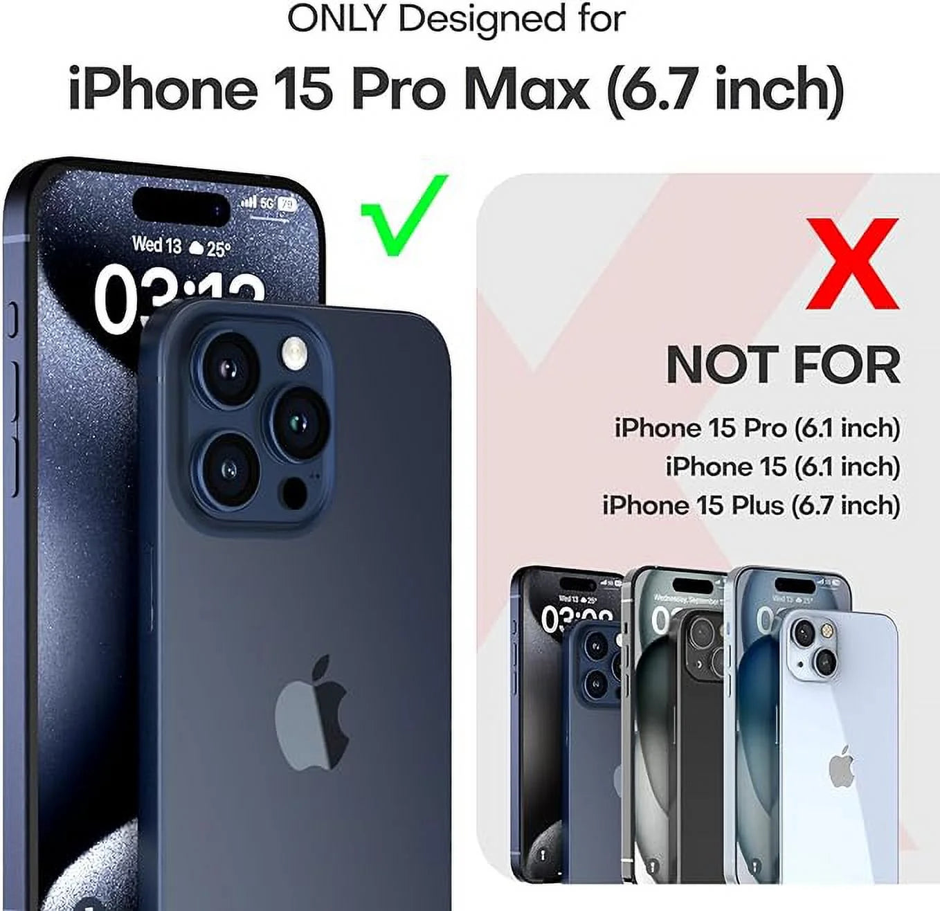 Shockproof Slim Cell Phone Case for Apple Iphone 15 Pro Max, Black