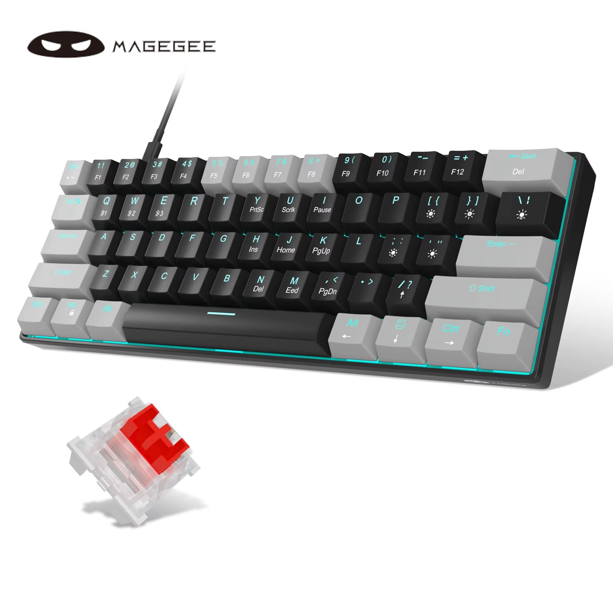 Mk-Star61 Mini 60% Mechanical Keyboard 61 Keys Wired LED Backlit Compact Gaming Keyboard for Laptop, Desktop, PC, Tablet
